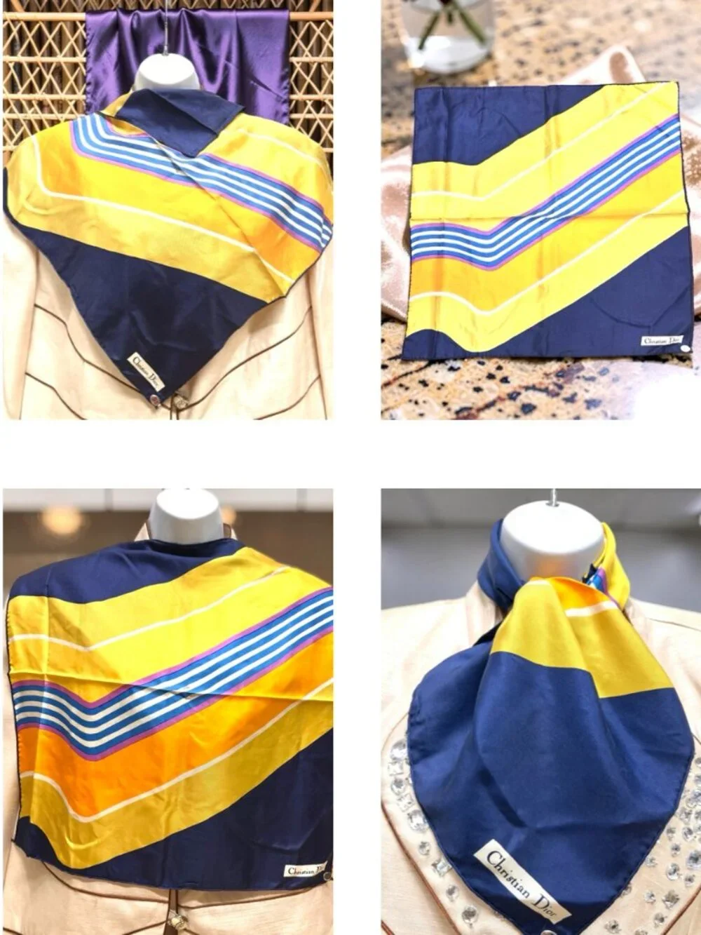 New-Christian Dior Neck-kerchief silk Satin 20